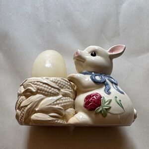 Lenox Poppies on Blue Pig Votive Candleholder